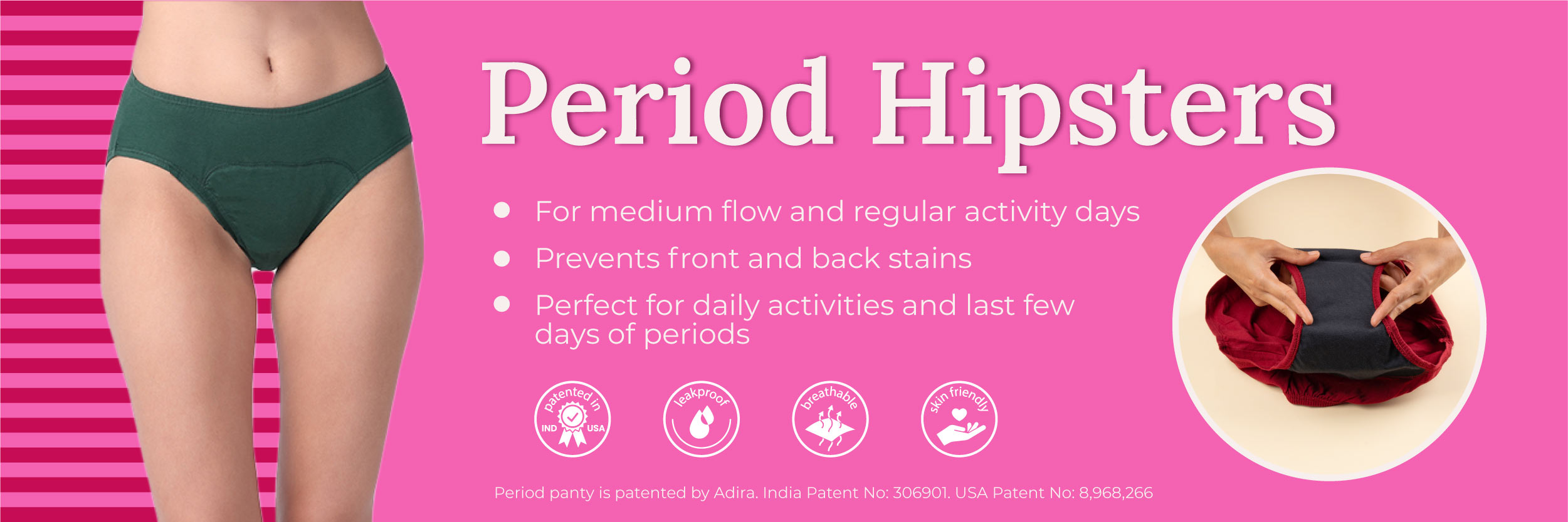 Buy Adira, Menstrual Underwear Women, Hipster Fit