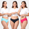 100 Cotton Panties Light Blue, Navy Blue & Dark Pink