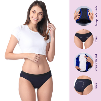 3 Pack | Modal Reusable Period Panties | Hipster Fit | Prevents Front & Back Stains