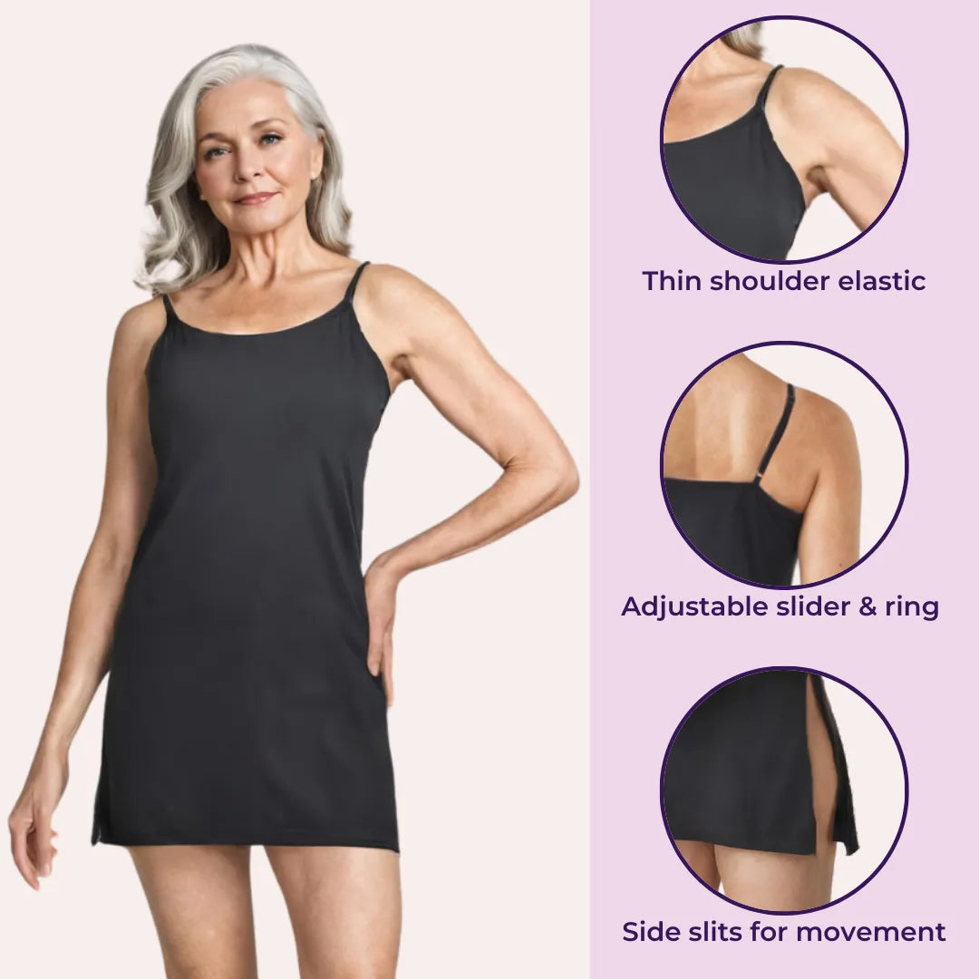 Senior Women Slip Kurta Black & Skin