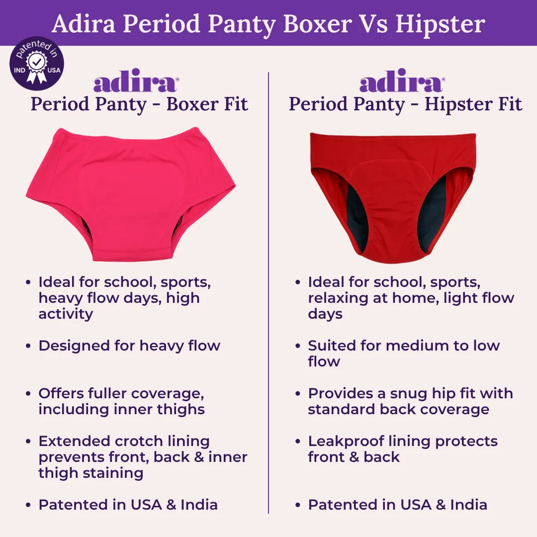Adira Period Panty Boxer Vs Hipster