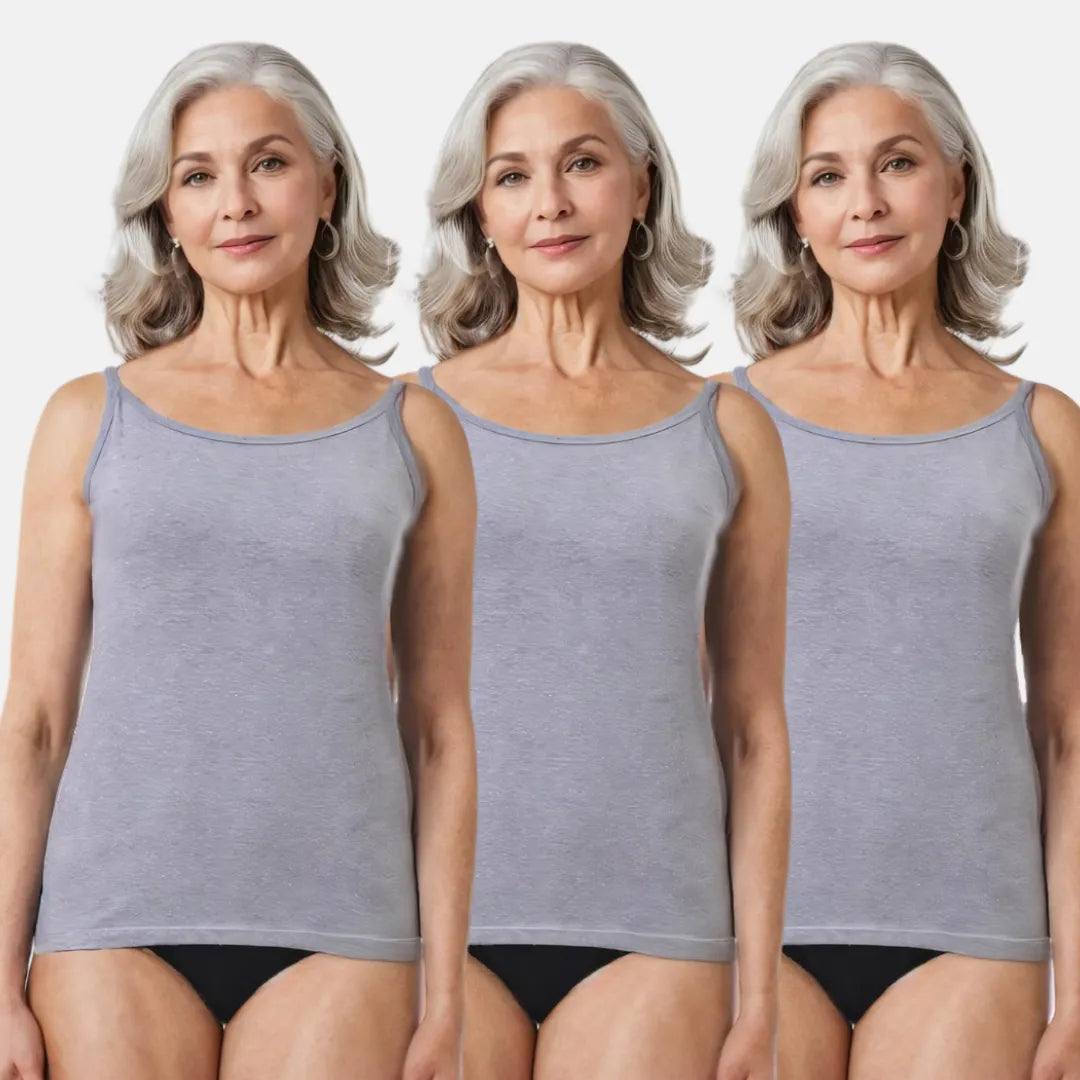 Adjustable Strap Camisoles For Seniors Grey Pack Of 3