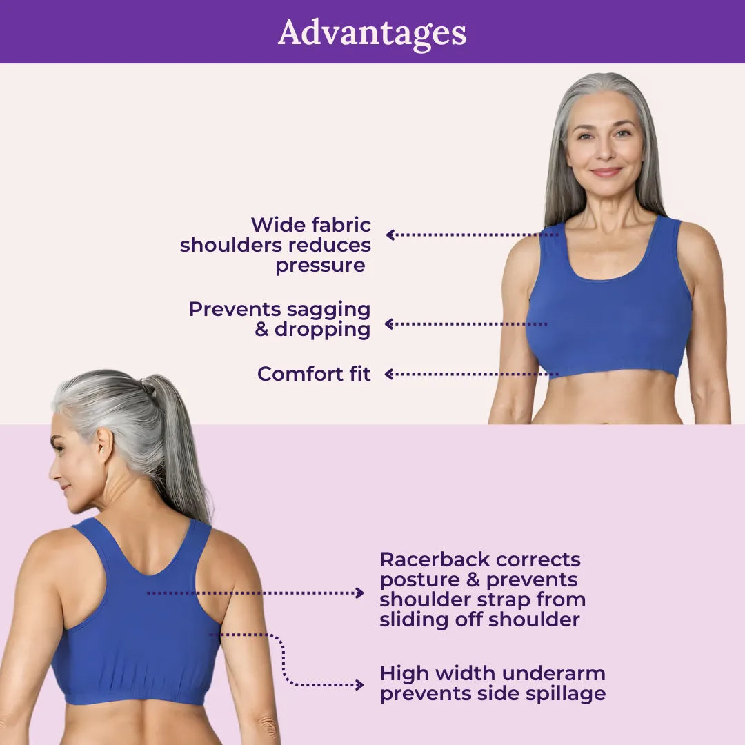 Lounge/Home Bra For Elderly | Non Padded | Non Wired | Racerback | Full Coverage | 2 Pack - Adira