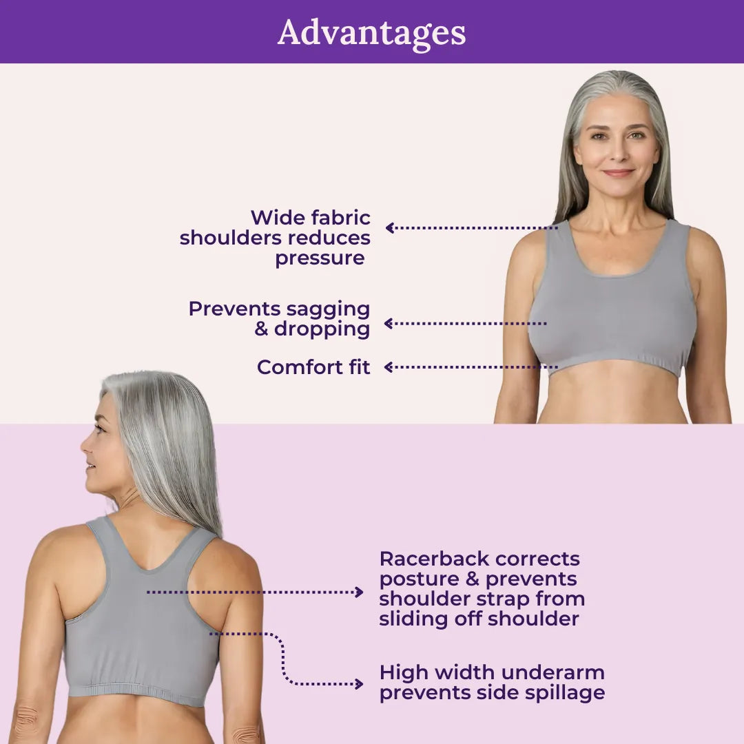 Lounge/Home Bra For Elderly | Non Padded | Non Wired | Racerback | Full Coverage | 2 Pack - Adira