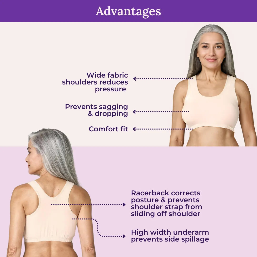 Lounge/Home Bra For Elderly | Non Padded | Non Wired | Racerback | Full Coverage - Adira