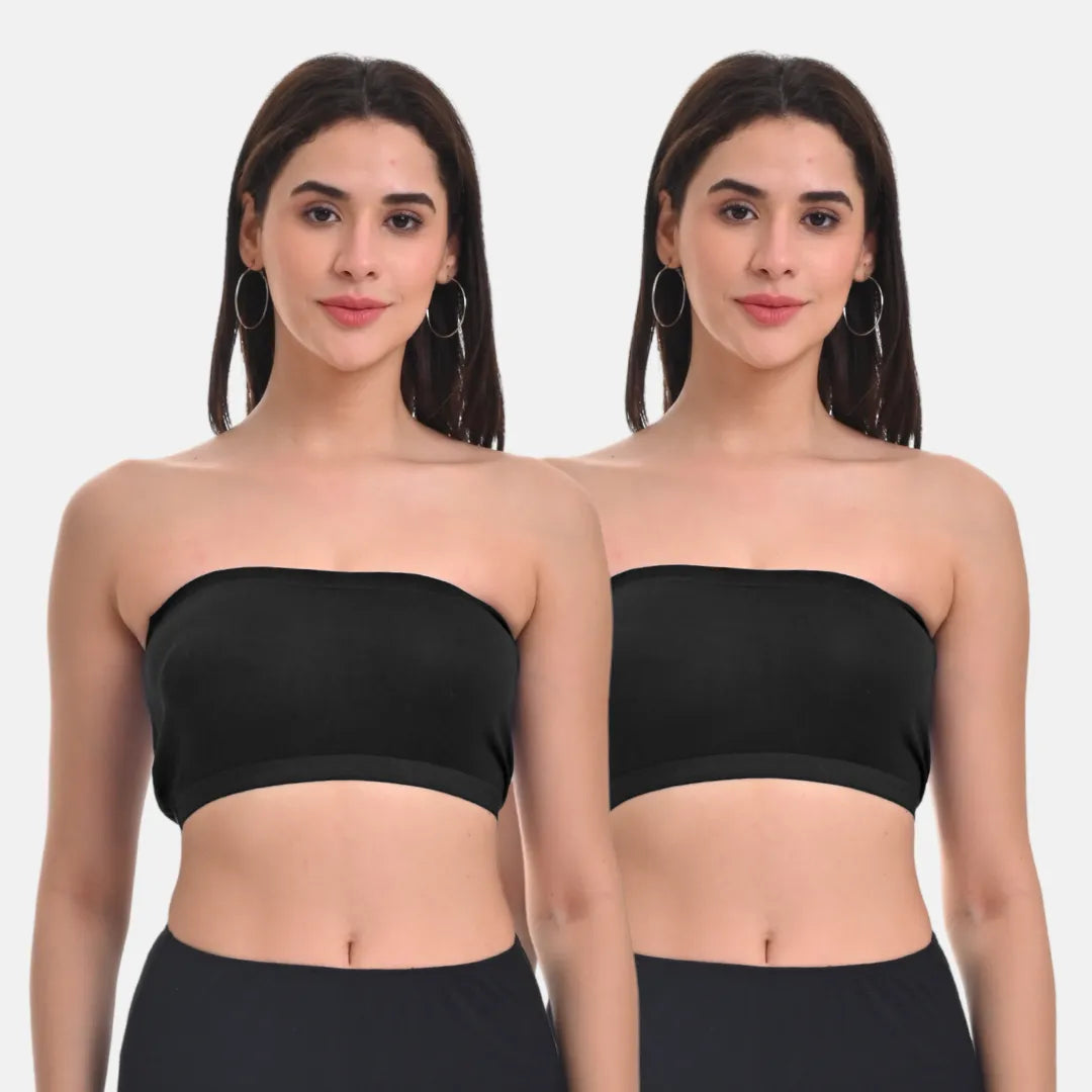 Bandeau Bra For Women Black Pack Of 2