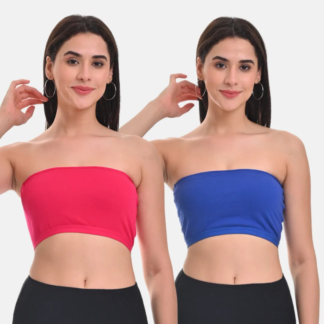 Bandeau Bra For Women Dark Pink & Royal Blue