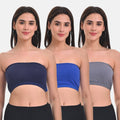 Bandeau Bra For Women Navy Blue, Steel Grey & Royal Blue