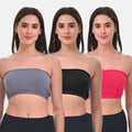 Bandeau Bra For Women Steel Grey,Black & Dark Pink