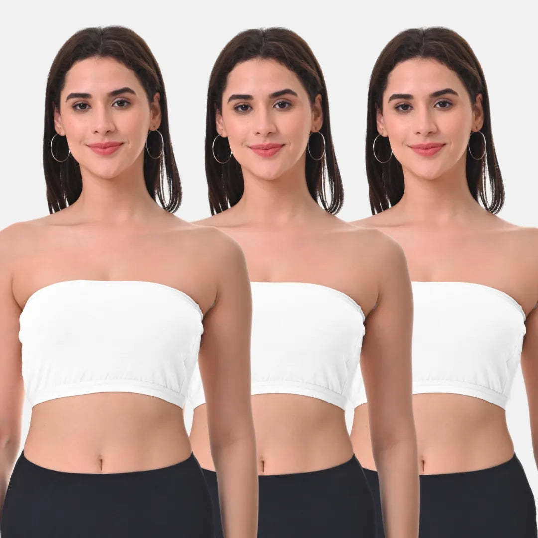 Bandeau Bra For Women White Pack Of 3