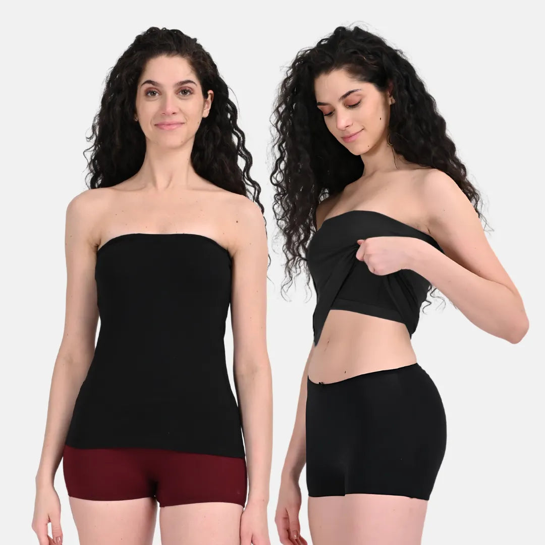 Bandeau Tops Black Tube Top Pack Of 2