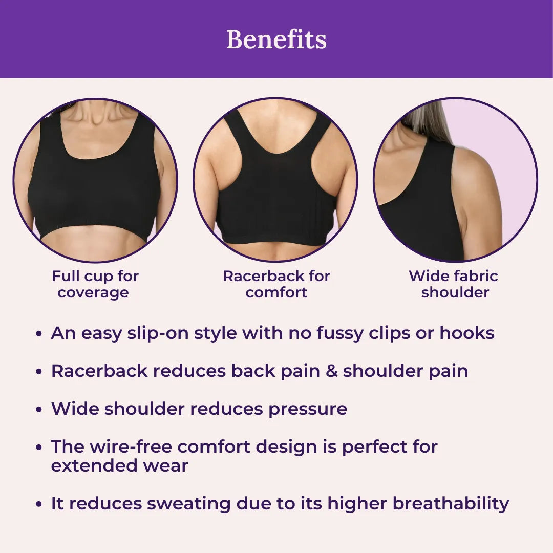Lounge/Home Bra For Elderly | Non Padded | Non Wired | Racerback | Full Coverage | 3 Pack - Adira