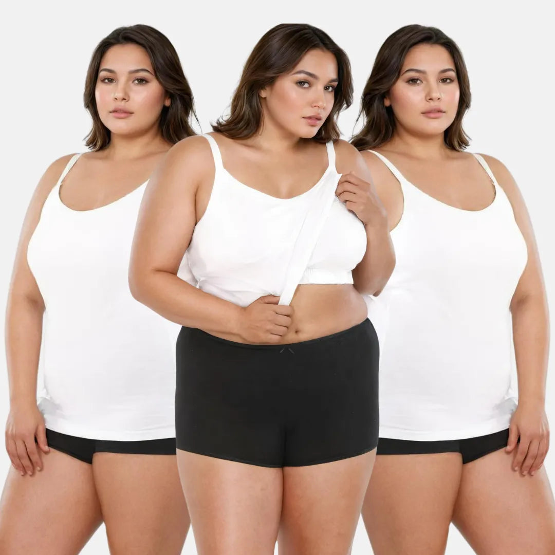 Best Camisole With Built In Bra For Large Breasts White Pack Of 3
