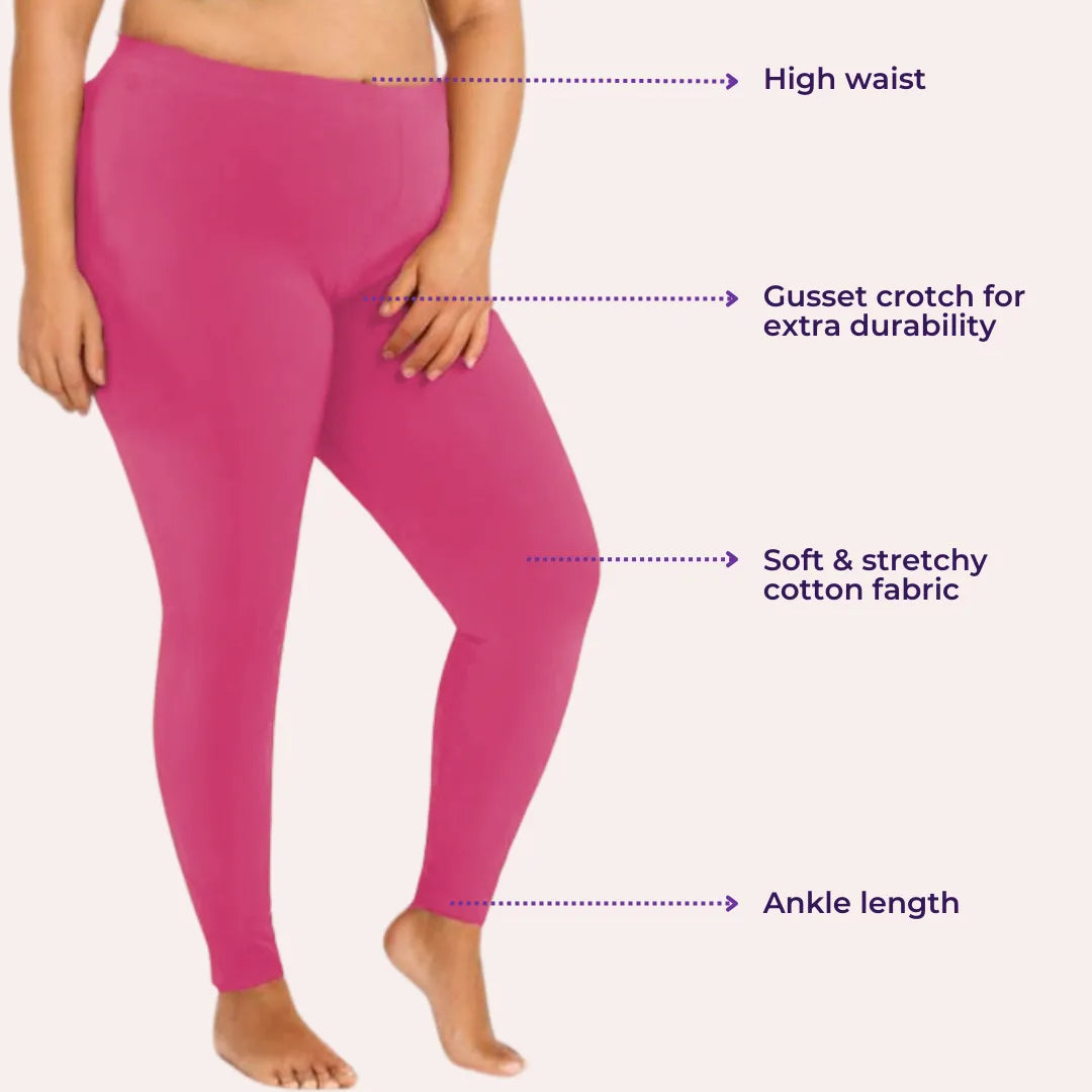 Best Plus Size Cotton Leggings - Dark Pink