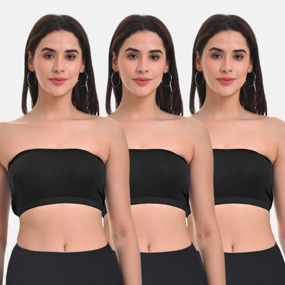 Best Bandeau Bra For Women Black Pack Of 3