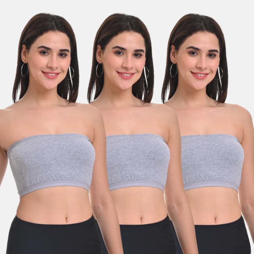 Best Bandeau Bra For Women Grey Pack Of 3