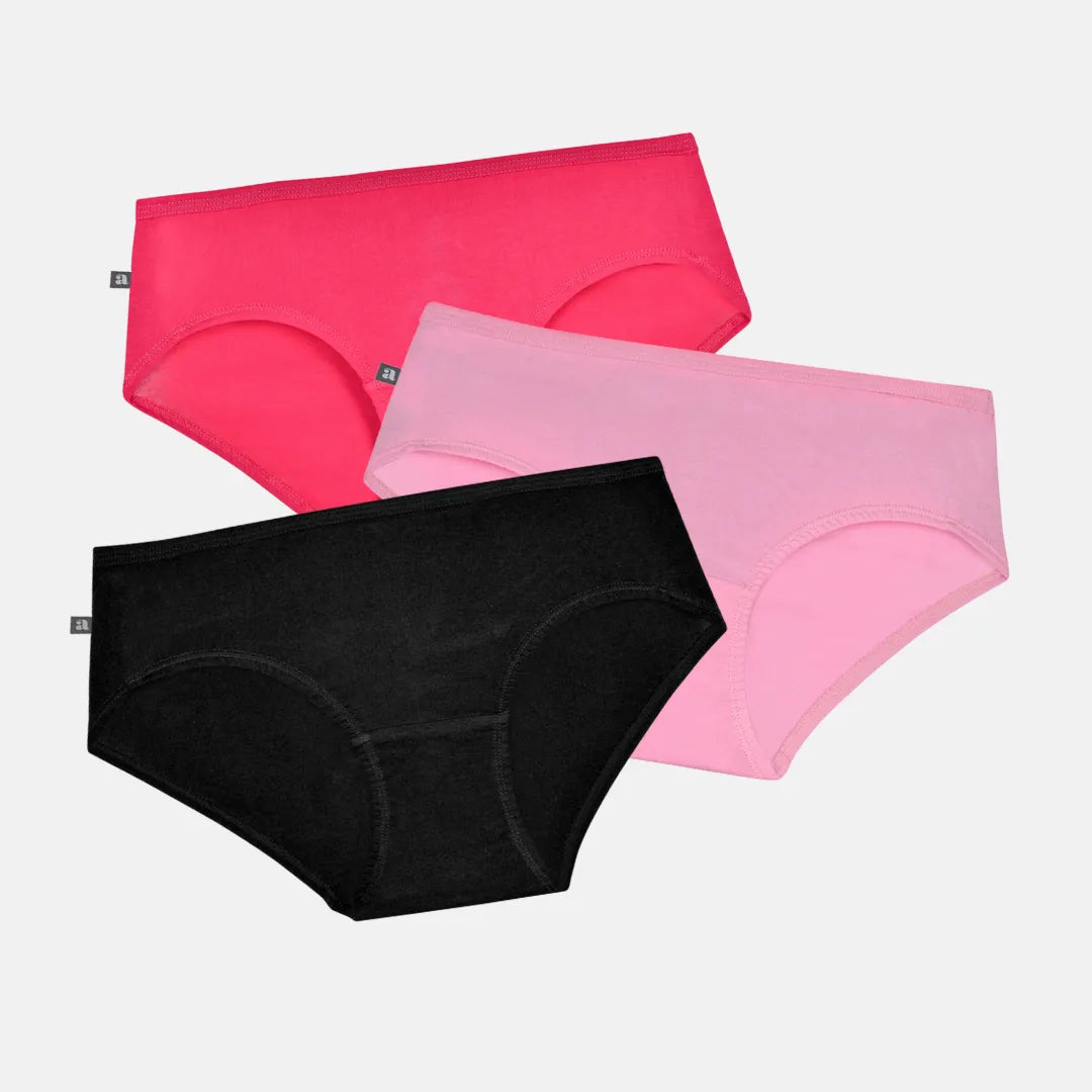 Best Cotton Panties Dark Pink, Light Pink & Black