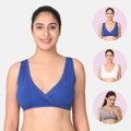 Best Sleeping Bra For Pregnancy Royal Blue, White & Steel Grey