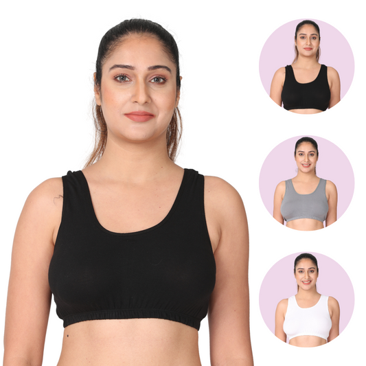 Sleep Bra | Lounge Bra | Non Padded | Non Wired | Full Coverage | Racerback | Pack Of 3