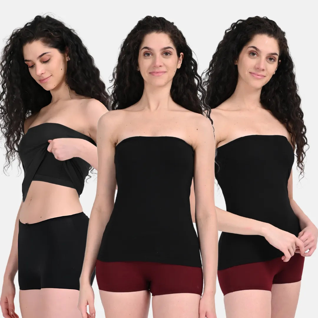 Black Tube Top Pack Of 3