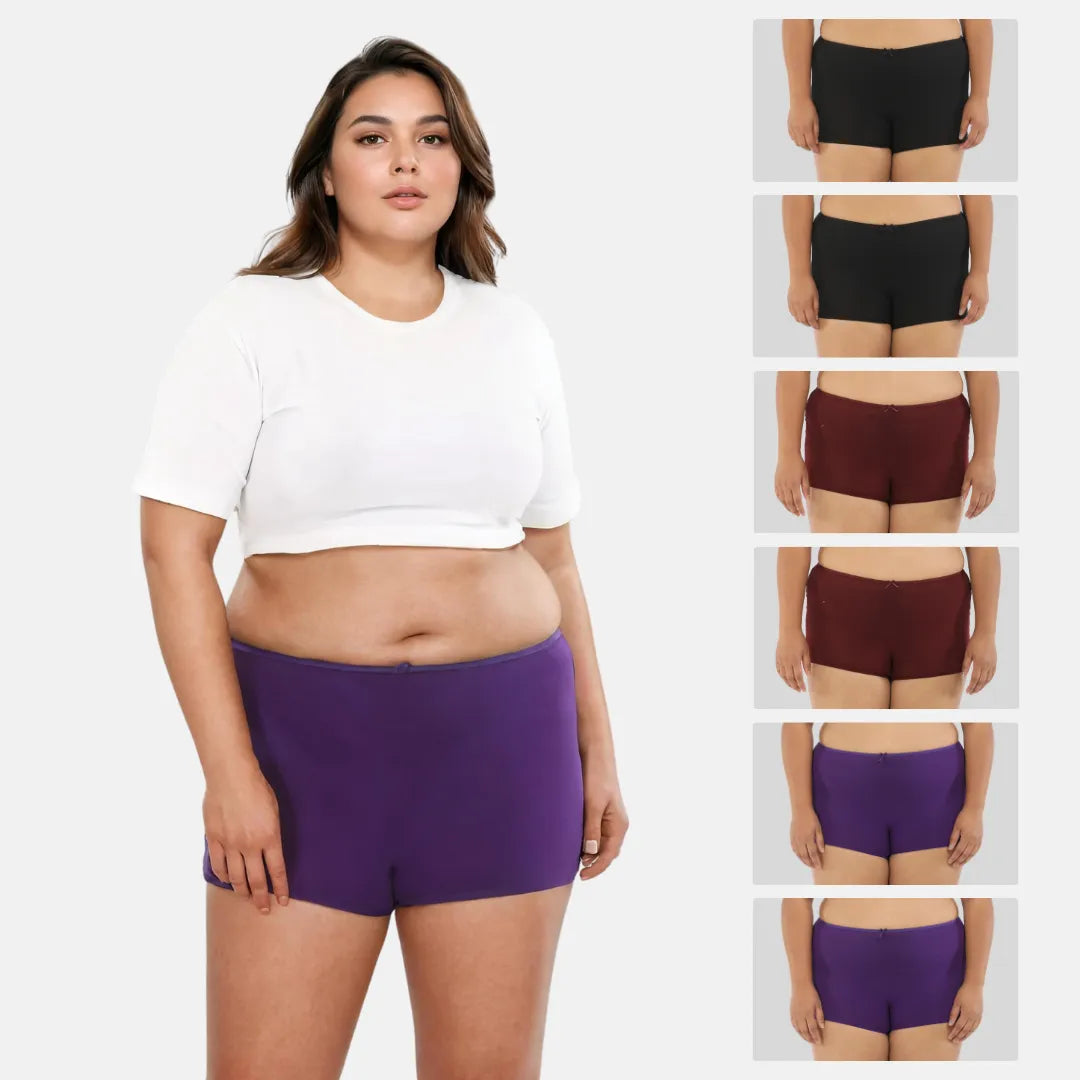 Boyshorts For Plus Size - Black,Wine & Magenta
