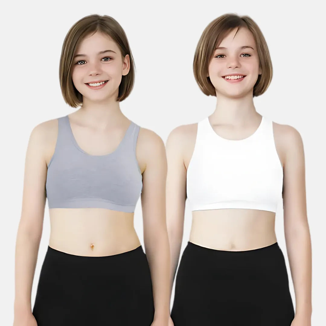 Bra Without Padding For Girls Grey & White