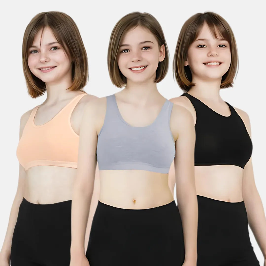 Bra Without Padding For Girls Skin, Grey & Black