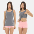 Camisole Tops With Built In Bra Grey Pack Of 2
