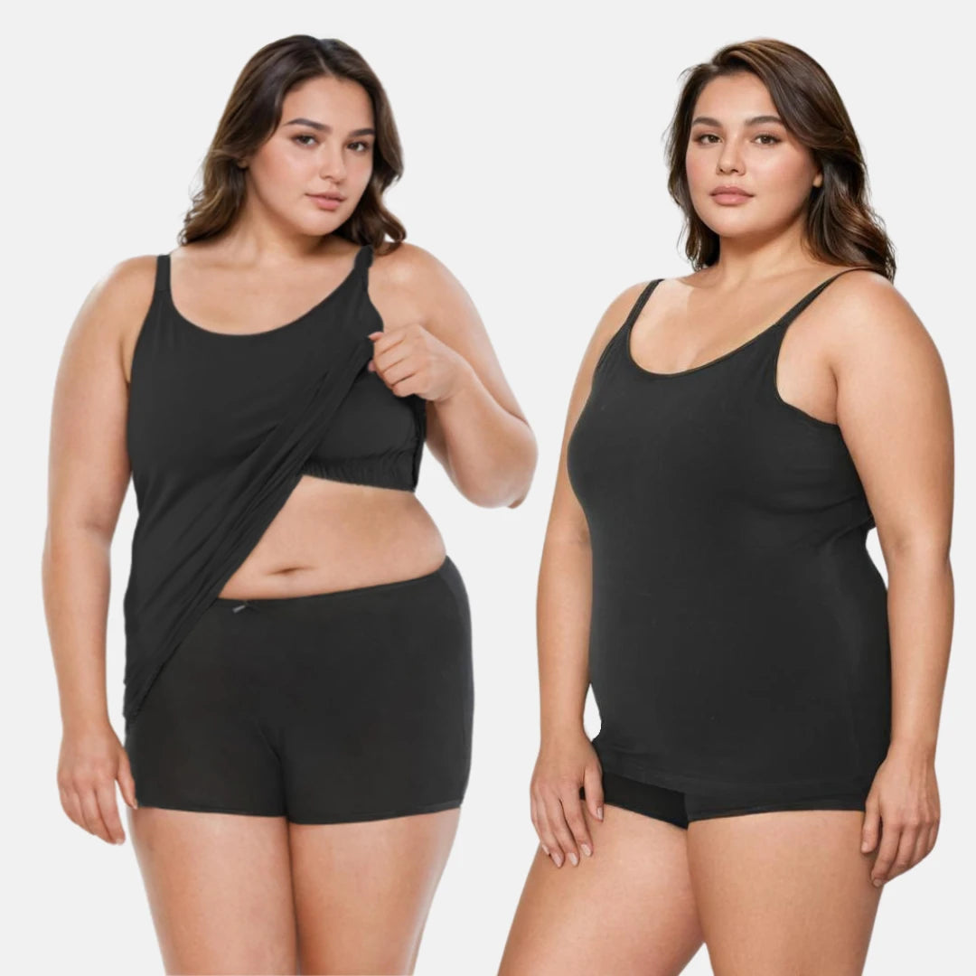 Camisole With Built In Bra For Large Breasts Black Pack Of 2