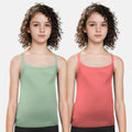 Camisole With Built In Bra Sea Green & Light Coral