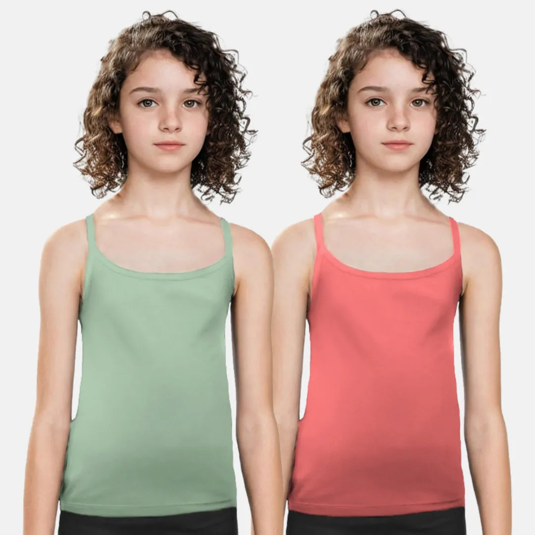 Camisole With Built In Bra Sea Green & Light Coral