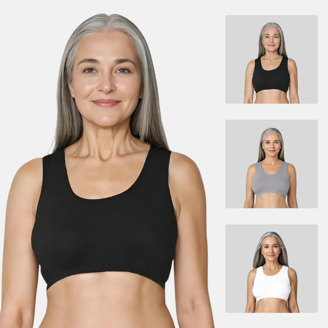 Lounge/Home Bra For Elderly | Non Padded | Non Wired | Racerback | Full Coverage | 3 Pack - Adira