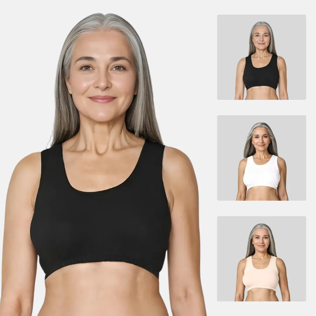 Lounge/Home Bra For Elderly | Non Padded | Non Wired | Racerback | Full Coverage | 3 Pack - Adira