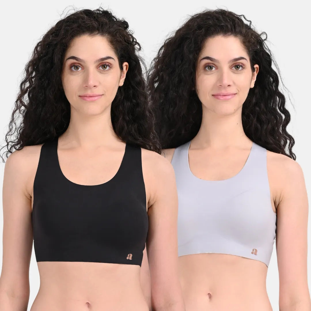 Comfortable Sports Bra Black & Cool Grey
