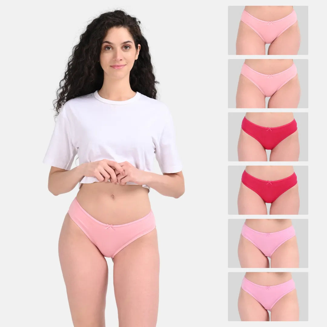 Cotton Bikini Underwear Peach, Dark Pink & Light Pink