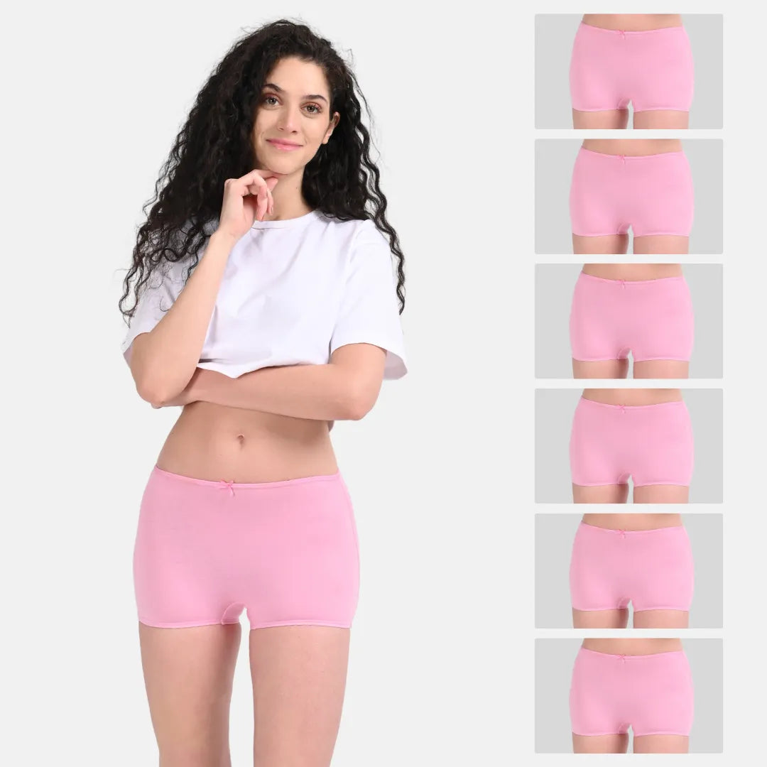 Cotton Boyshort Panties Light Pink Pack Of 6