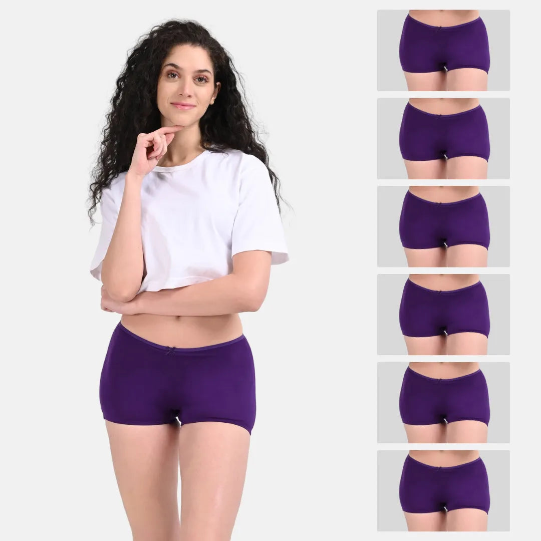 Cotton Boyshort Panties Magenta Pack Of 6