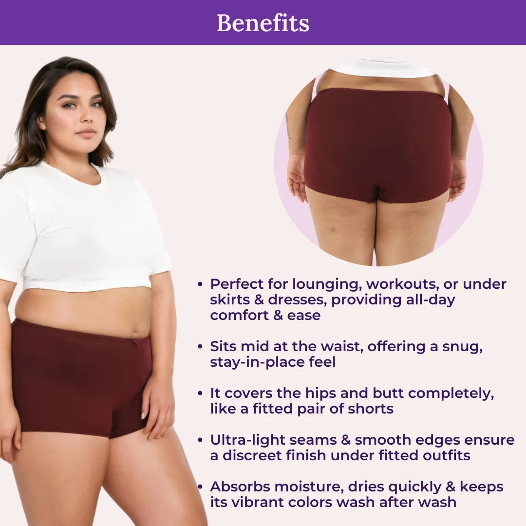 Cotton Boyshorts Plus Size _ Wine