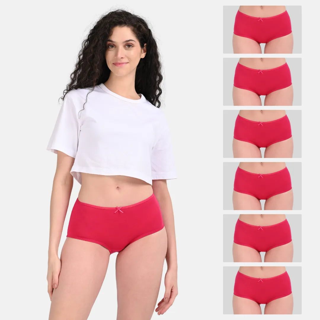 Cotton Hipster Knickers Dark Pink Pack Of 6