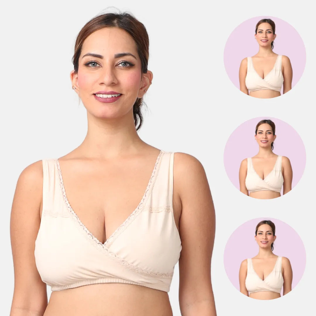 Cotton Nursing Sleep Bra Skin Pack Of 3