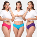Cotton Panties Dark Pink, Bright Blue & Magenta