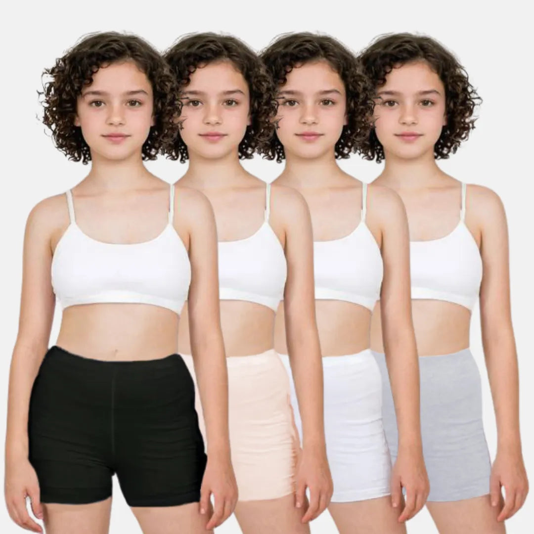 Cotton Shorties Black White Skin Grey