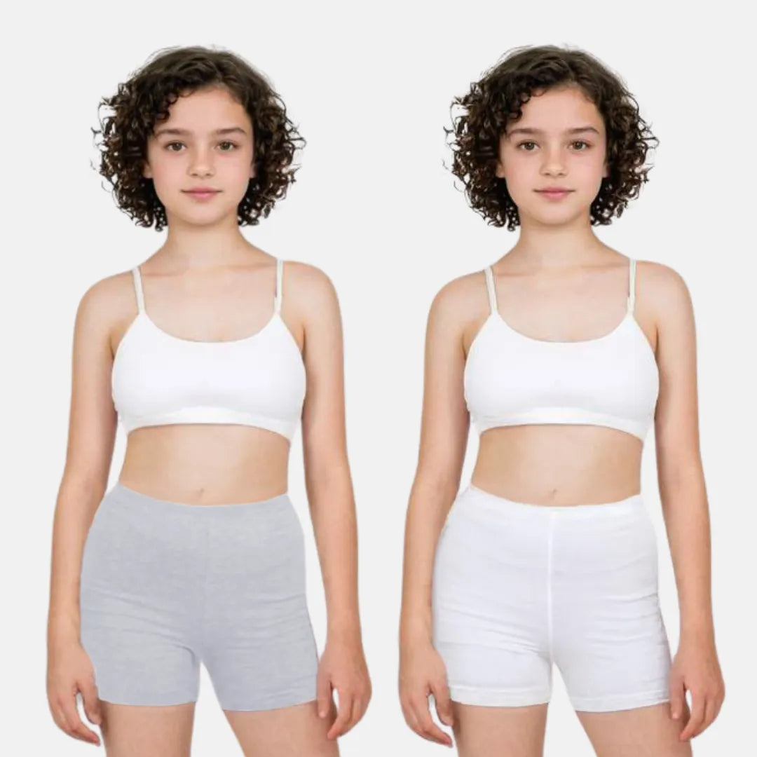 Cotton Shorties Grey & White