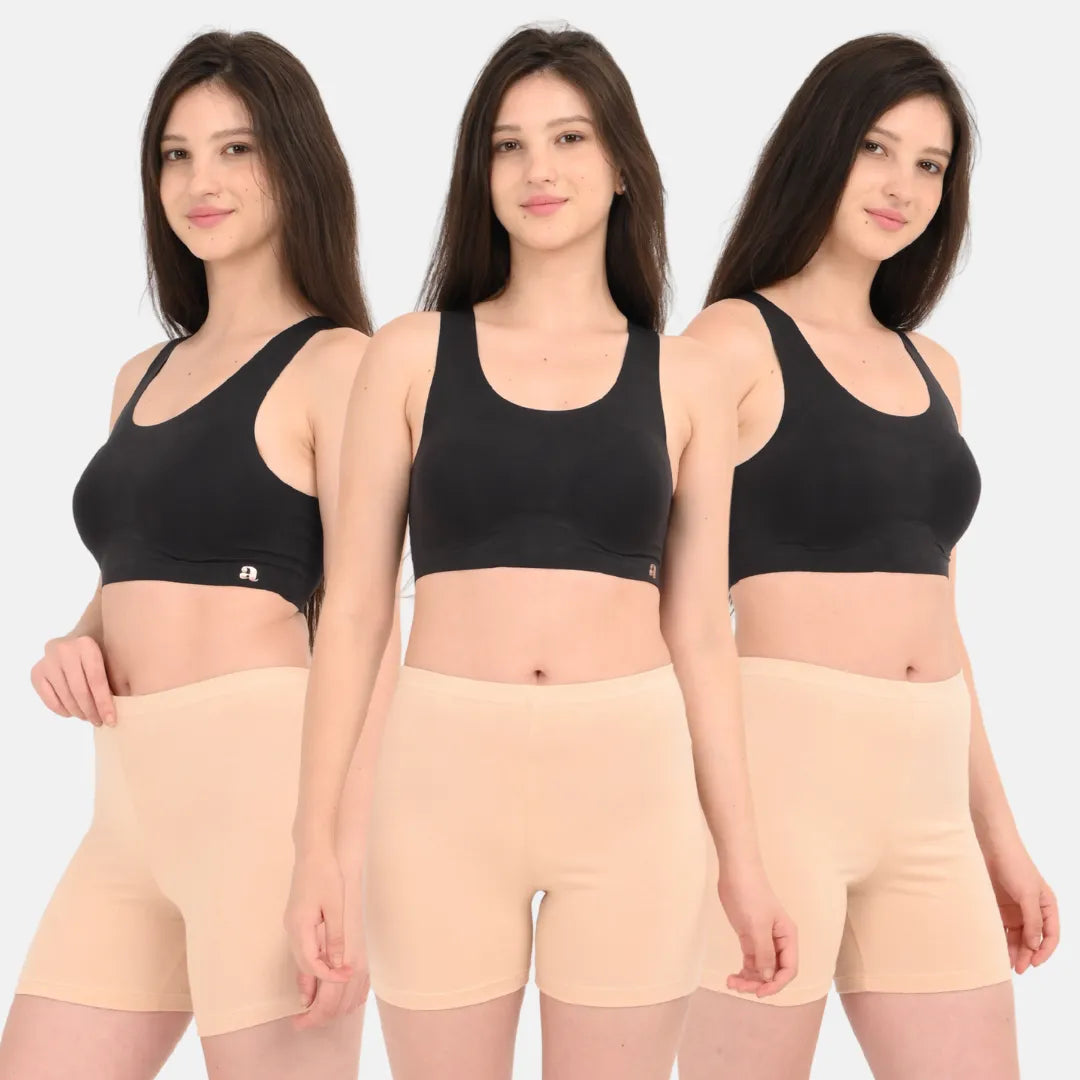 Cotton Shorties Skin Pack Of 3
