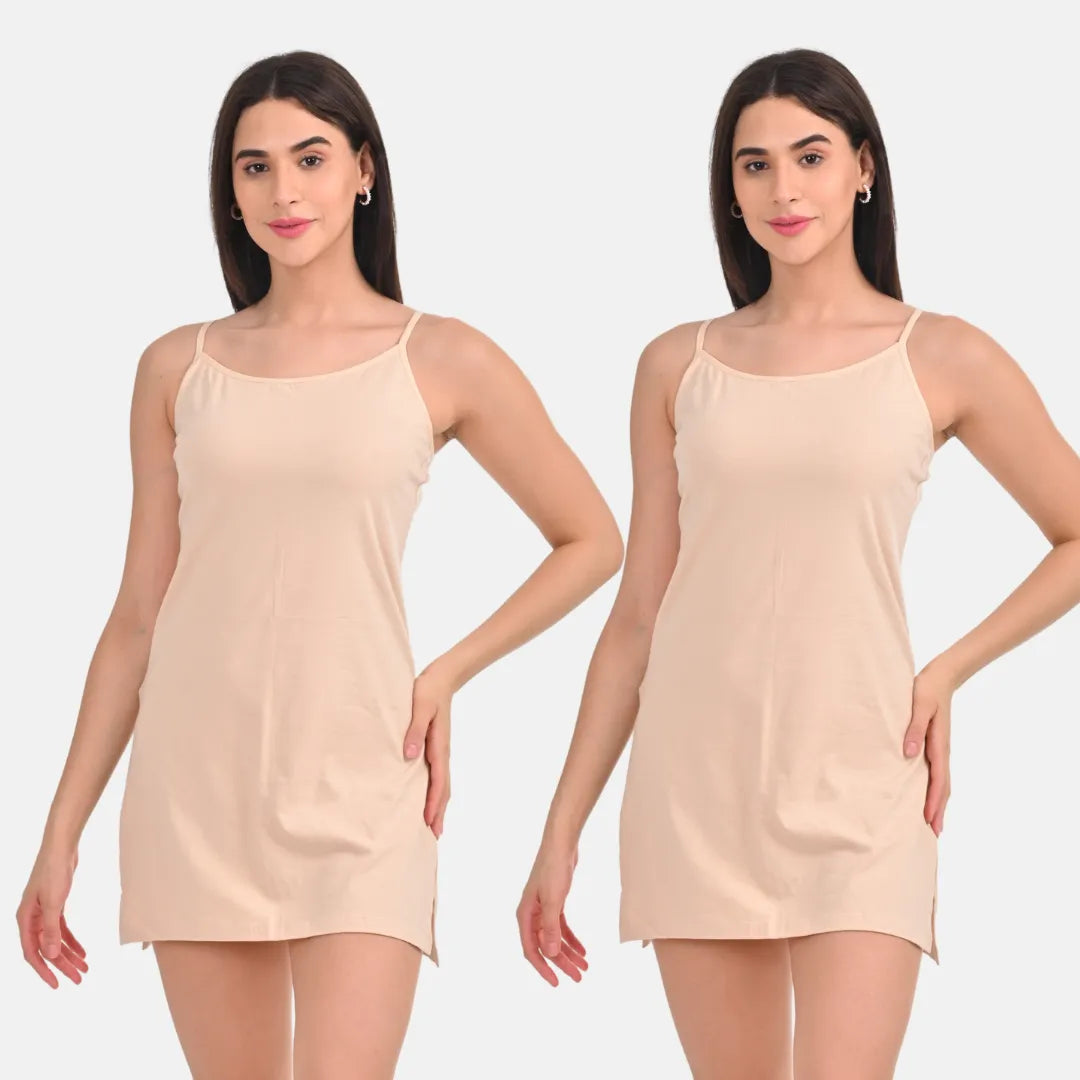 Cotton Slips For Women Under Kurta Skin Pack Of 2
