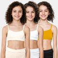 Cotton Teenager Bra Skin, White & Mustard