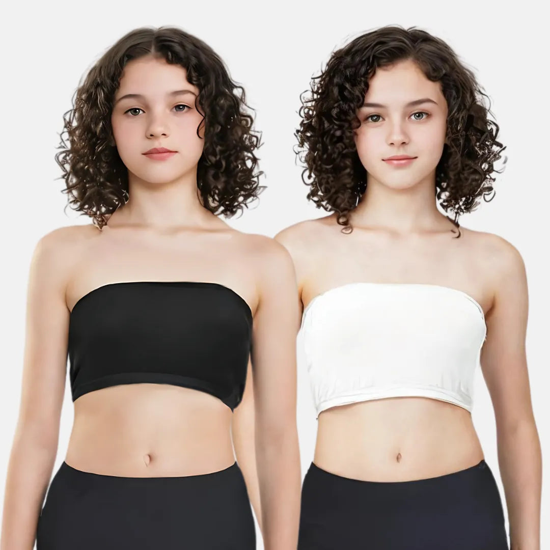 Crop Top Tube Bra For Girls Black & White
