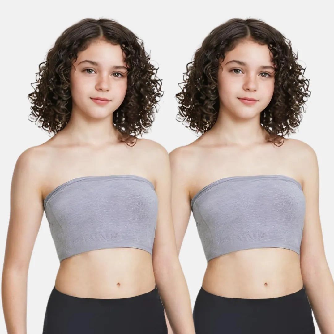 Crop Top Tube Bra For Girls Grey Pack Of 2