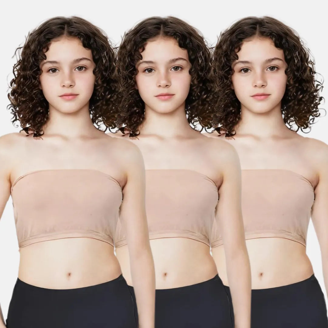 Crop Top Tube Bra For Girls Skin Pack Of 3
