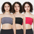 Crop Top Tube Bra For Girls  Steel Grey, Black & Dark Pink